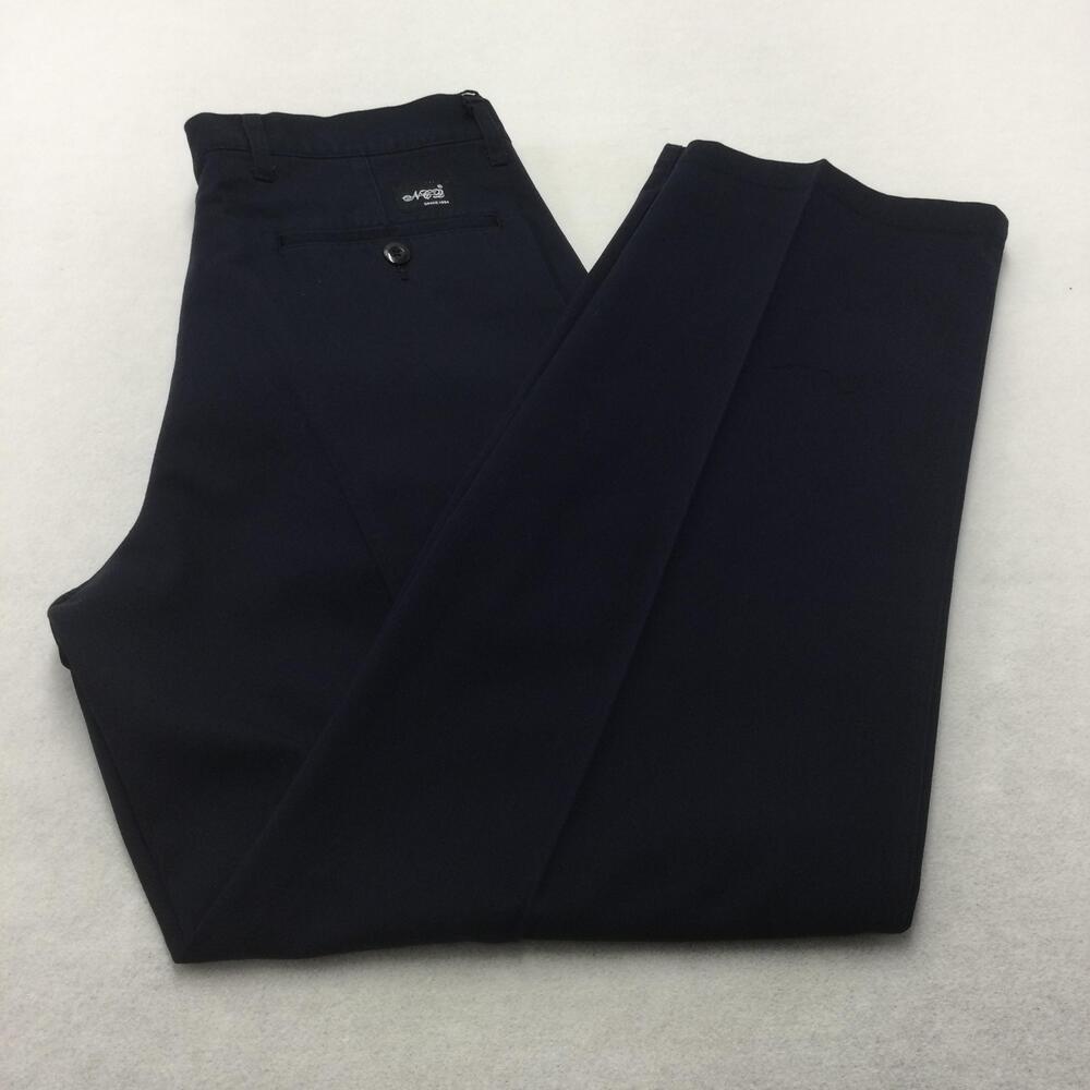 NCQ Pants Mens 36x32 Blue 100% Cotton Pleated Straight Leg Wrinkle Free Dress
